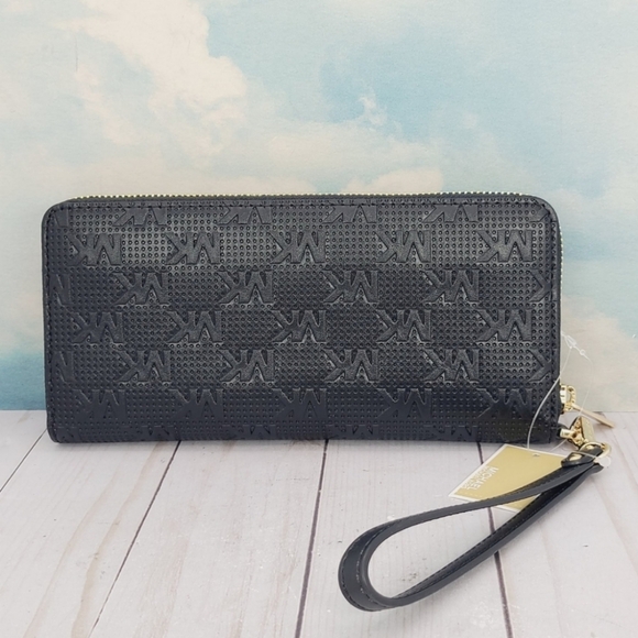 Michael Kors Large Continental Wallet MK Embossed Leather - Picture 2 of 11